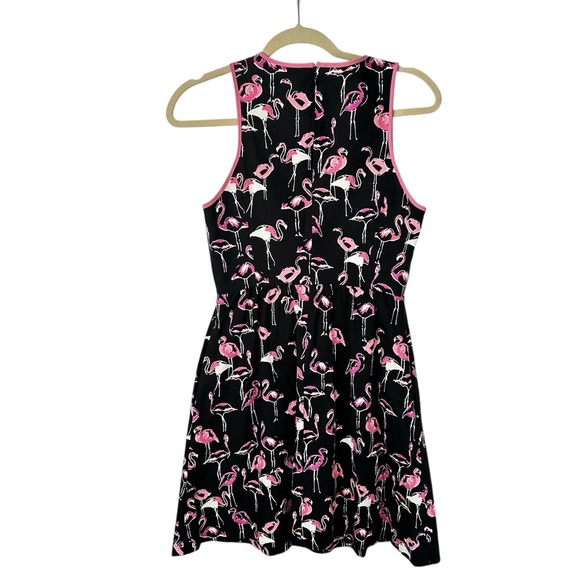 Crown & Ivy Flamingo Fit Flare Dress Size 4 Black Pink Preppy Coastal Style - Picture 7 of 14